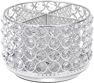 Hipiwe 360° Rotating Crystal Makeup Brush Holder 4 Slots Vanity Organizer