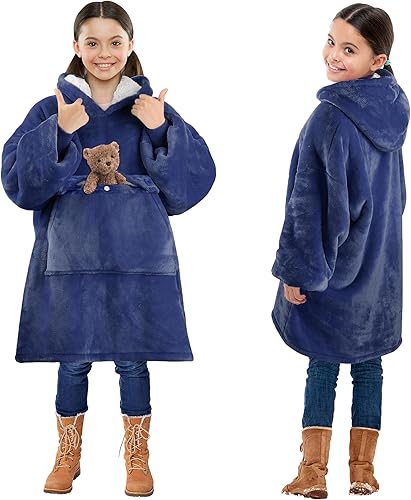 Miniatura 18 de Solaris Manta Ponible con Capucha de Unicornio Rosa para Niños - Regalo Cálido y Suave, Sudadera Pullover de Forro Polar Sherpa Acogedora de Gran