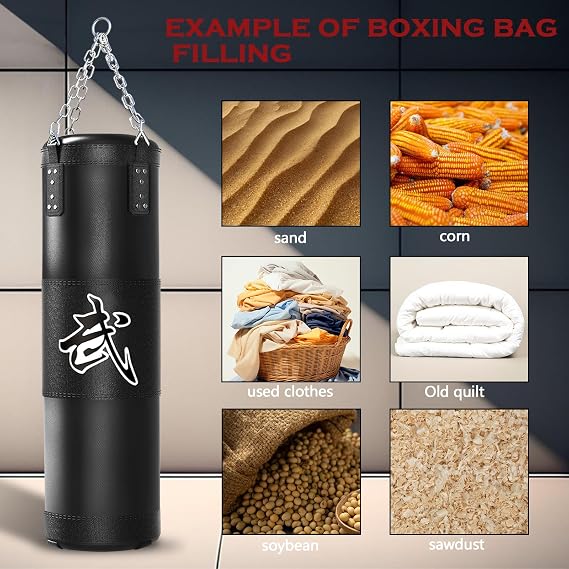 Mesetast Punching Bag for Adults, 4ft Heavy Boxing Bag Set with 12oz Boxing Gloves, MMA Karate Kickboxing Boxing Home Gym Martial Art - Unfilled