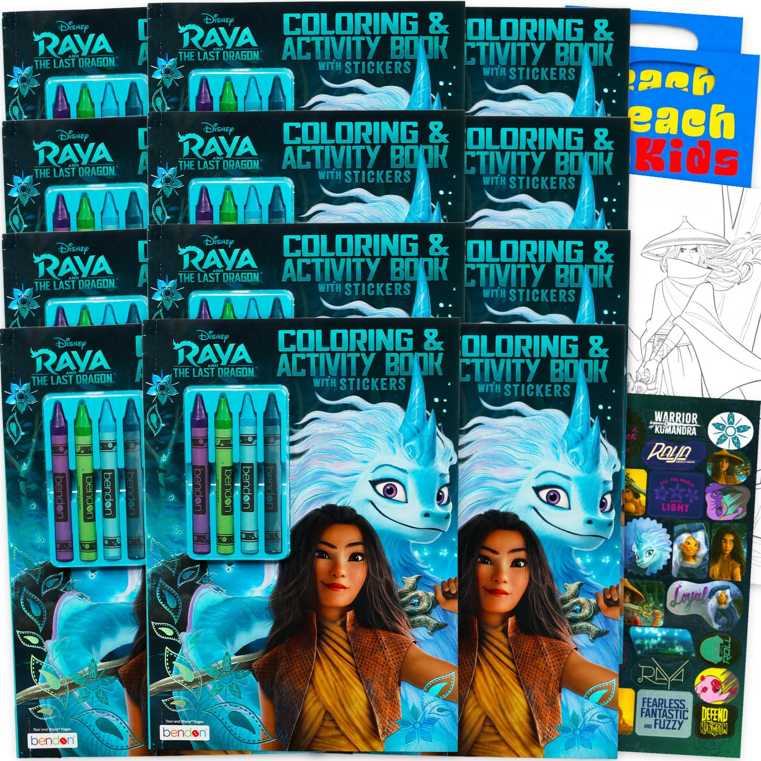 Disney Raya and the Last Dragon Party Favors Bundle Set ~ 12 Pack Disney Raya Coloring Books with Stickers! (Disney Raya Party Supplies)