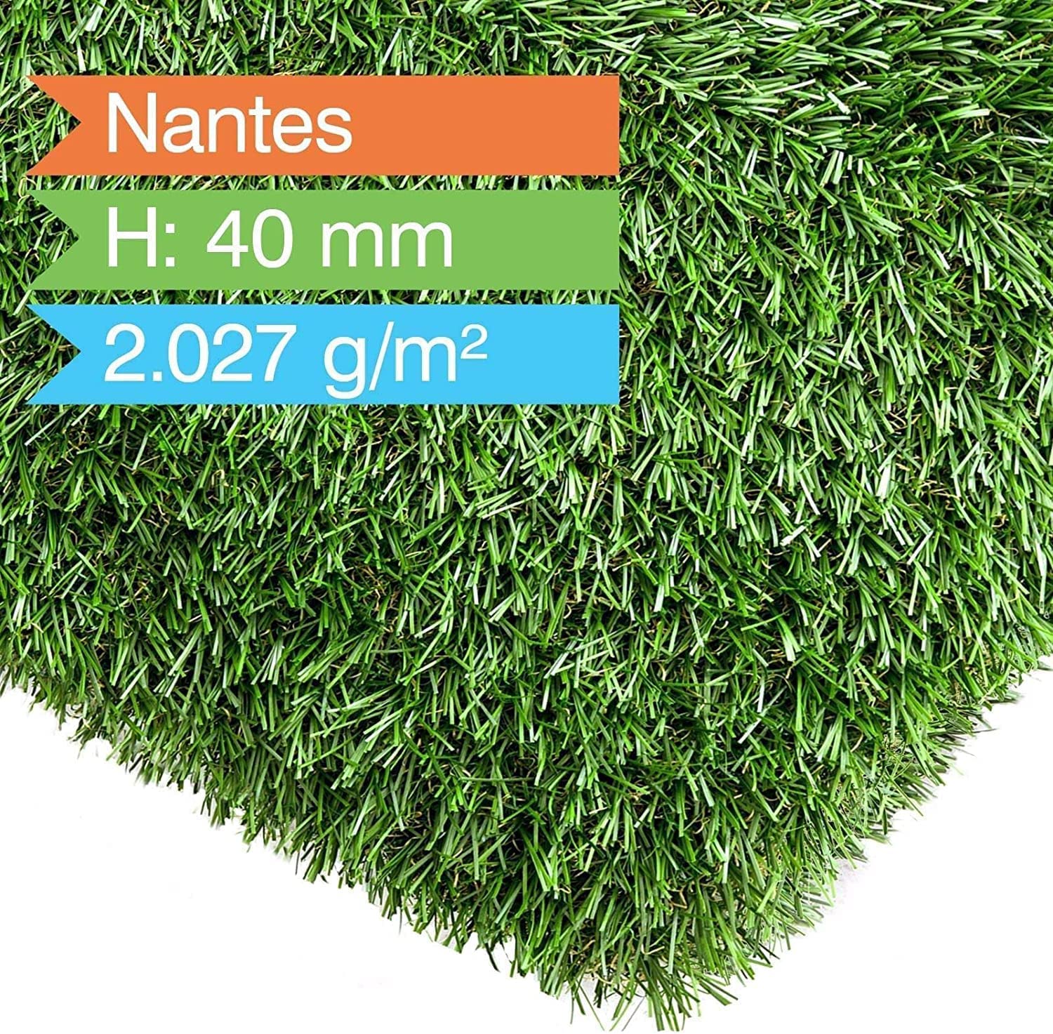 Césped artificial Nantes | Alfombra de césped | Césped enrollado | Altura del pelo: 35 mm | Robusto y resistente a los rayos UV | Césped para balcón, terraza y jardín (100 x 800 cm)