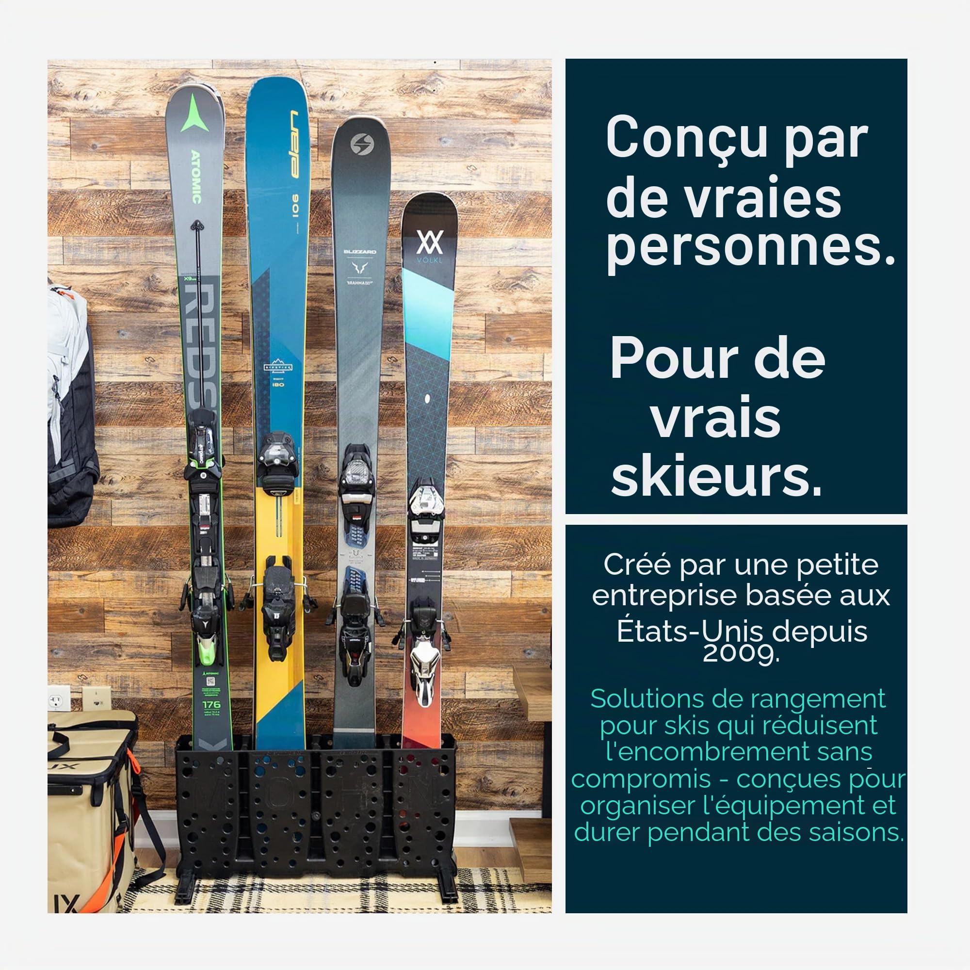 StoreYourBoard Porte-skis, 4 paires de skis autoportants au sol, (Skis larges)