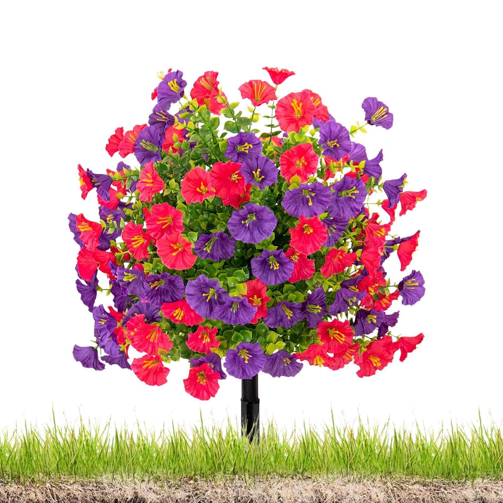 Fleurs artificielles avec piquets de sol réalistes pour jardinière et balcon extérieur