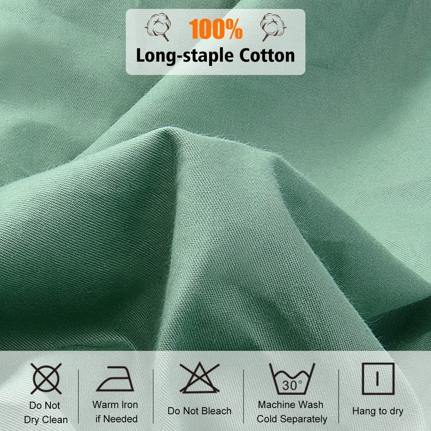 Lirex Lenzuolo Piatto, 150 x 200 cm 100% Cotone 300 Fili Morbido Traspirante Fitted Sheet, Verde Chiaro