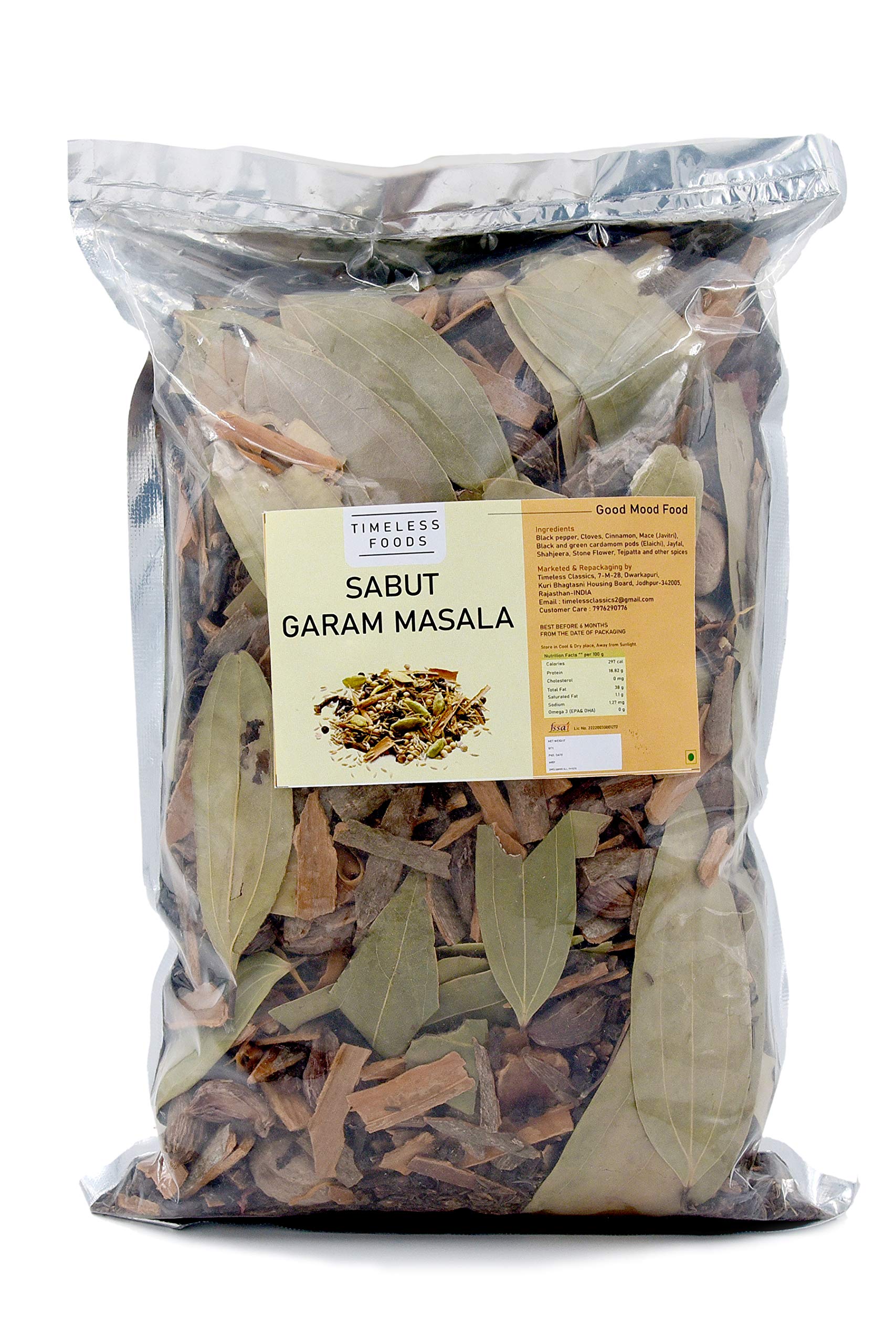 Timeless Food : Sabut Garam Masala 400 grams, Whole Spices (Black Pepper, Cloves, Cinnamon, Mace, Black & Green Cardamom, Jayfal, Shahjeera, Tejapatta) (B09K43P969) Amazon Price History, Amazon Price Tracker