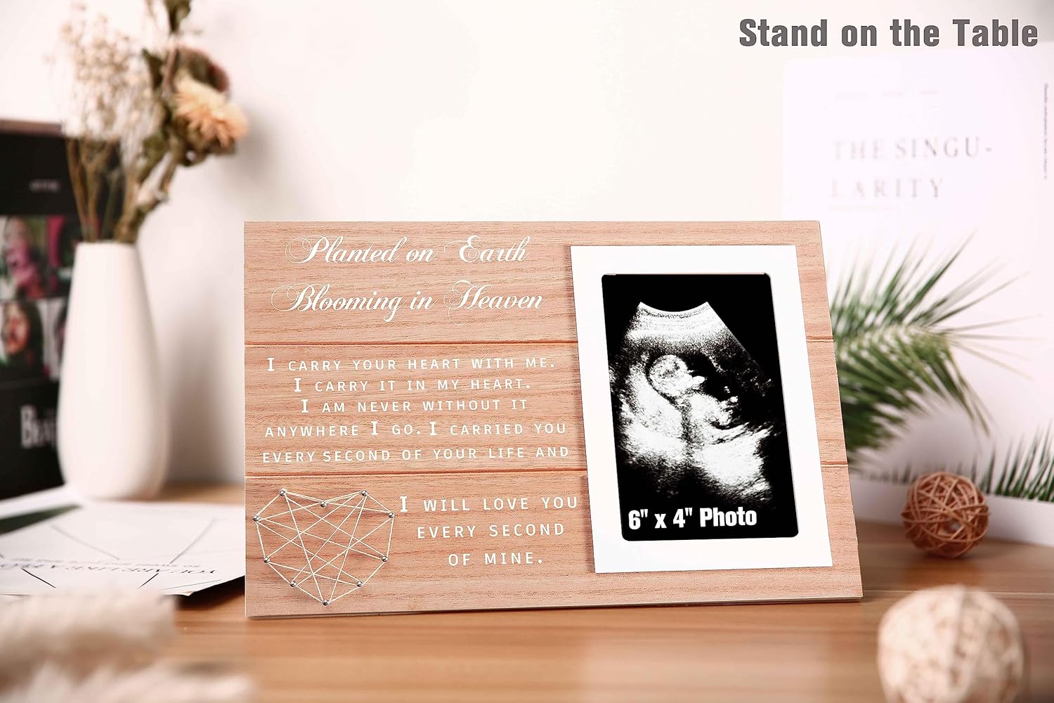 Miscarriage Picture Frame Gift - Baby Loss Remembrance Keepsake - Planted on Earth Blooming in Heaven - In Memory of Pregnancy Loss Gift - Sonogram Memorial Photo Frame Present