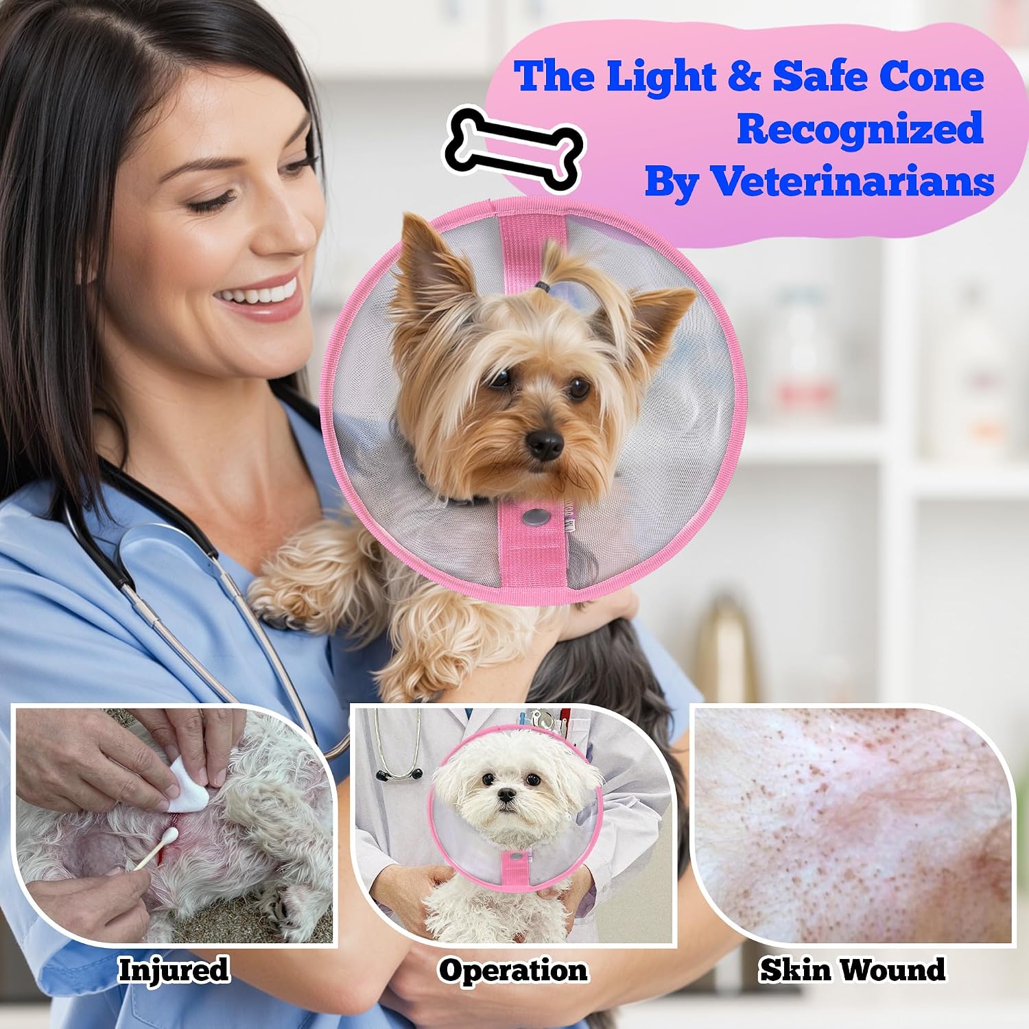 Soft Elizabethan Collar for Small Dogs 2-20 lbs, Comfy Recovery Cone for Post-Surgery Spay & Neuter, Lightweight Breathable Neck Collar to Stop Licking for Teacup Puppies & Yorkies, S