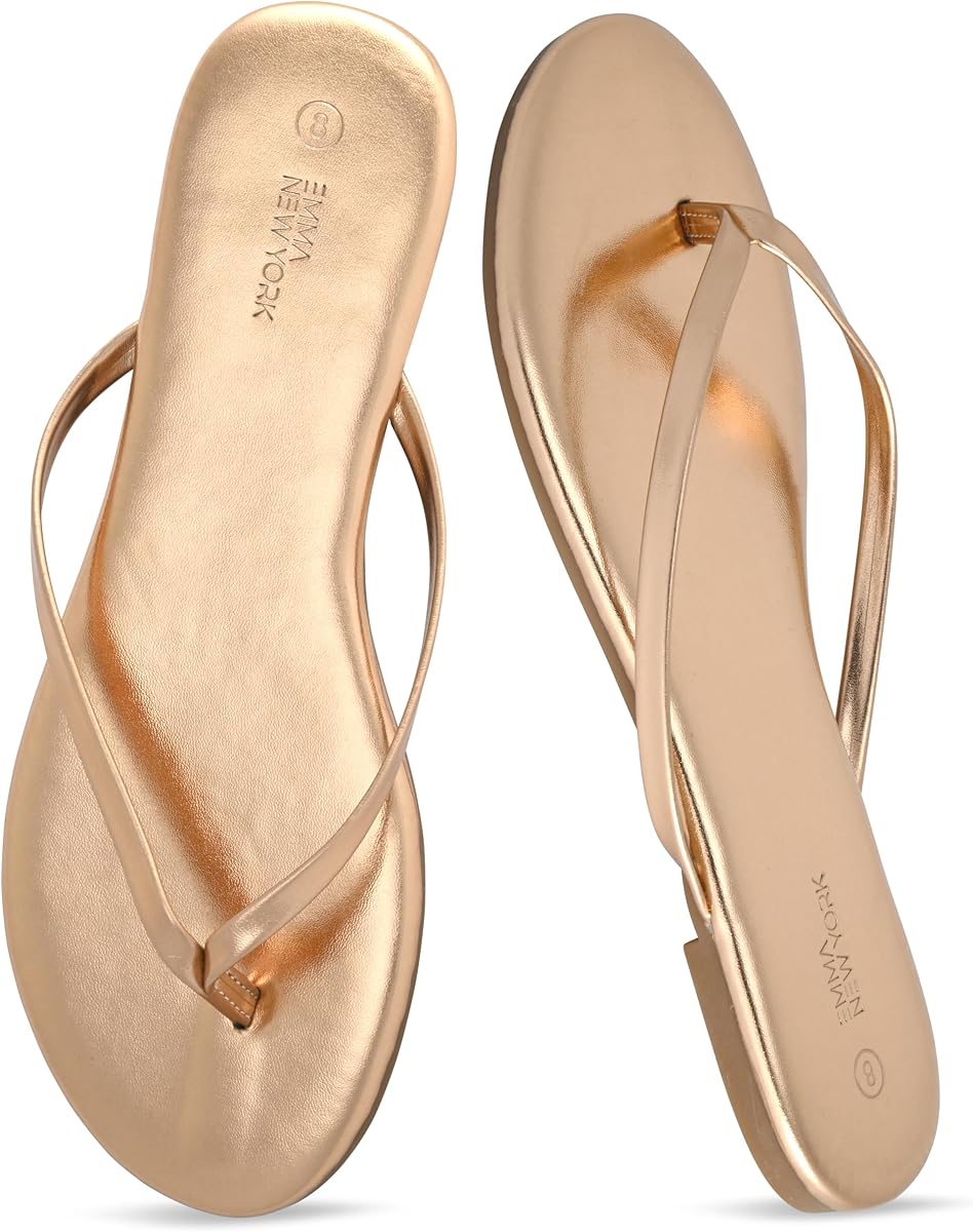 EMMA NEW YORK Sandalias Planas para Mujer, Chanclas de Tanga Mujer | Plantilla contorneada para comodidad durante todo el día, estilo versátil desde la playa hasta la noche.