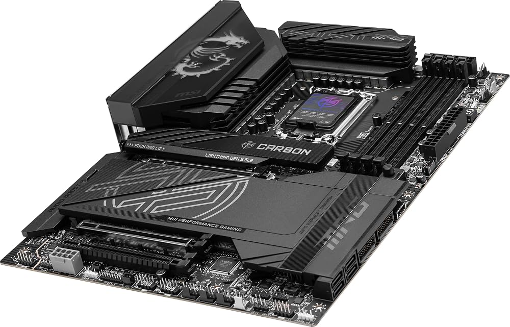 MSI MPG Z890 Carbon WiFi Gaming Motherboard (Support Core Ultra Series 2 Intel Processors, LGA 1851, DDR5, PCIe 5.0, M.2, SATA, 5Gbps LAN, USB Type-C, Wi-Fi 7, Bluetooth 5.4, Thunderbolt 4, ATX)