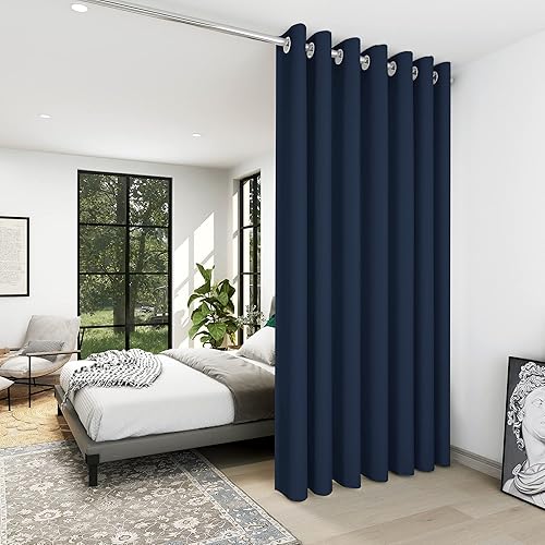 Miniatura 55 de Deconovo Darken - Cortina opaca con aislamiento térmico y ojales para sala de estar, 42 x 63 pulgadas, color blanco puro Negro,Beige claro,Azul