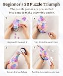Pintoo 3D Translucent Puzzle for Adults 160 Piece Flower Vase - Flowers and Birds - Free Detachable Water Cup Included Plastic Translucent Curved Puzzle Pieces No Glue Required [S1035]
