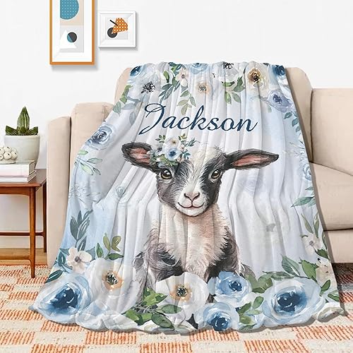 Miniatura 8 de Manta floral de cabras, regalos para niños y niñas, manta de animales de granja, regalos para adolescentes, decoración verde con flores, lindas