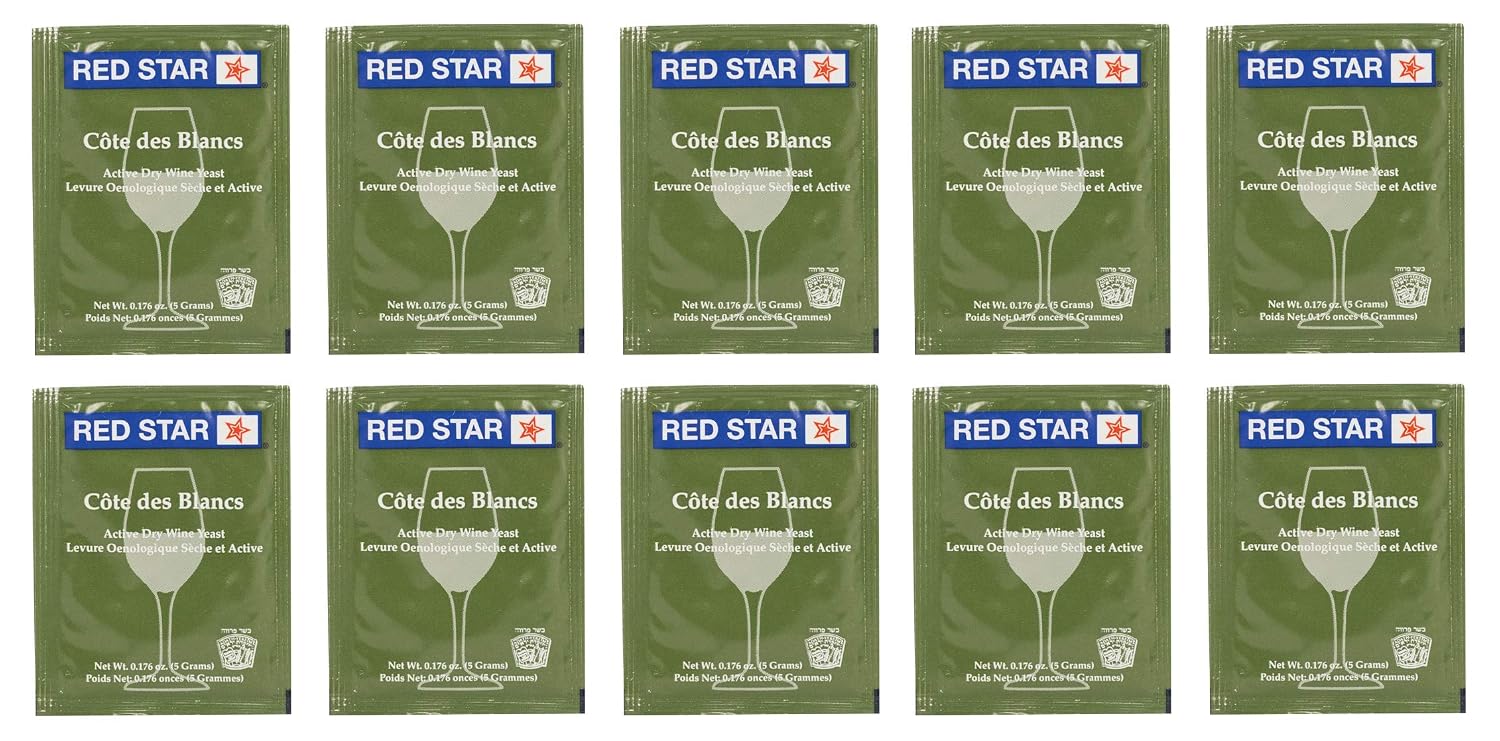 North Mountain Supply - RS-CB-5 Red Star Cote des Blancs Wine Yeast - Pack of 5 - With Freshness Guarantee
