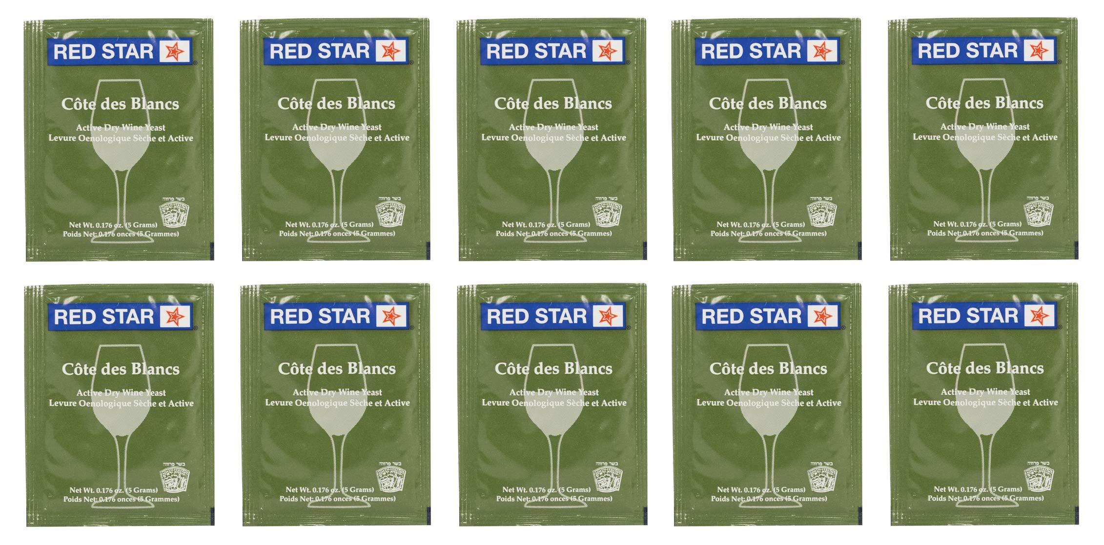 North Mountain Supply - RS-CB-10 Red Star Cote des Blancs Wine Yeast - Pack of 10 - With Freshness Guarantee