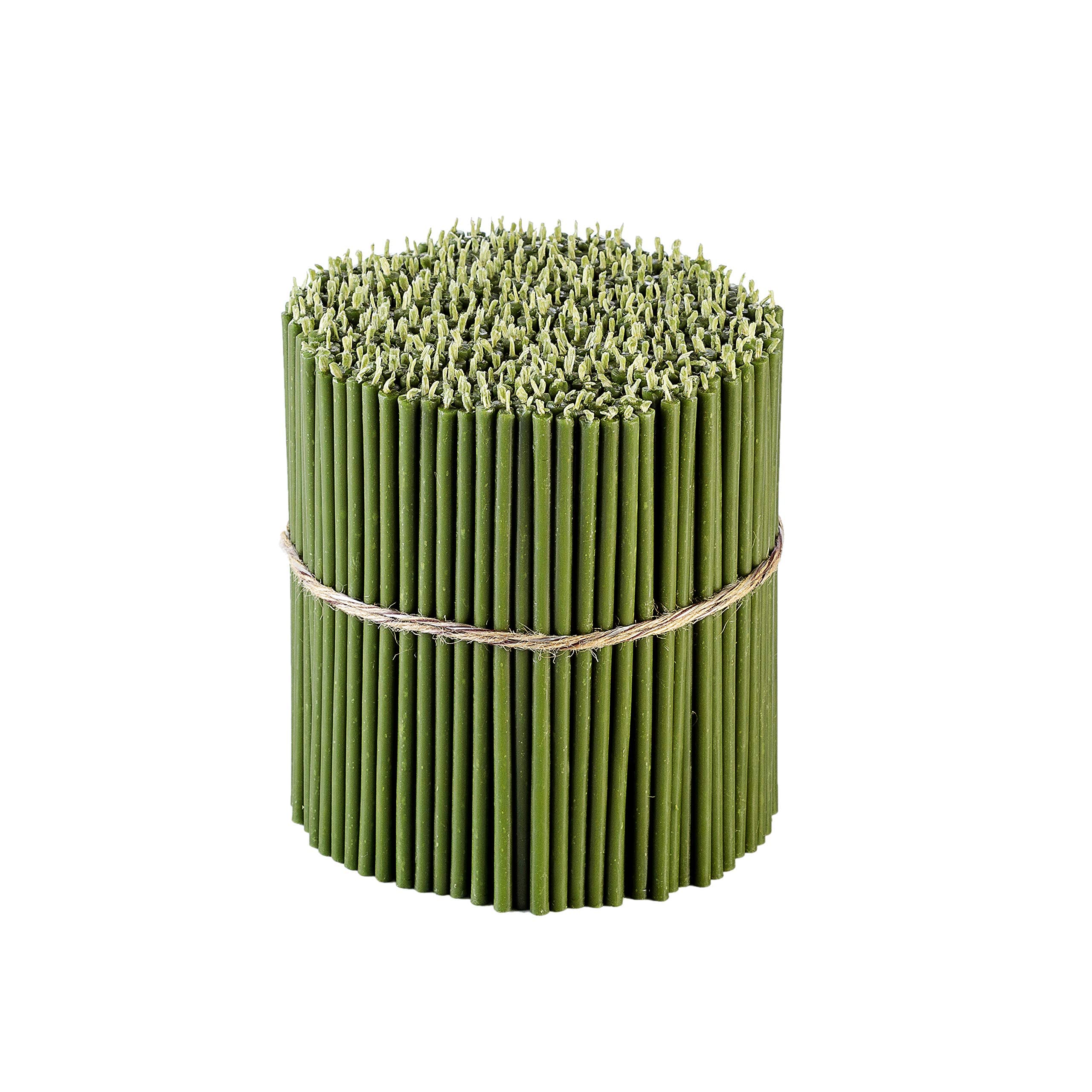 DanilovoThin Taper Beeswax Candles - Honey-Scented, Decorative Candles Ideal for Birthday Decoration or Church Prayers - Green Drip Free, Tall & Smokeless Pack of 500 pcs, 16 x 0,5 cm