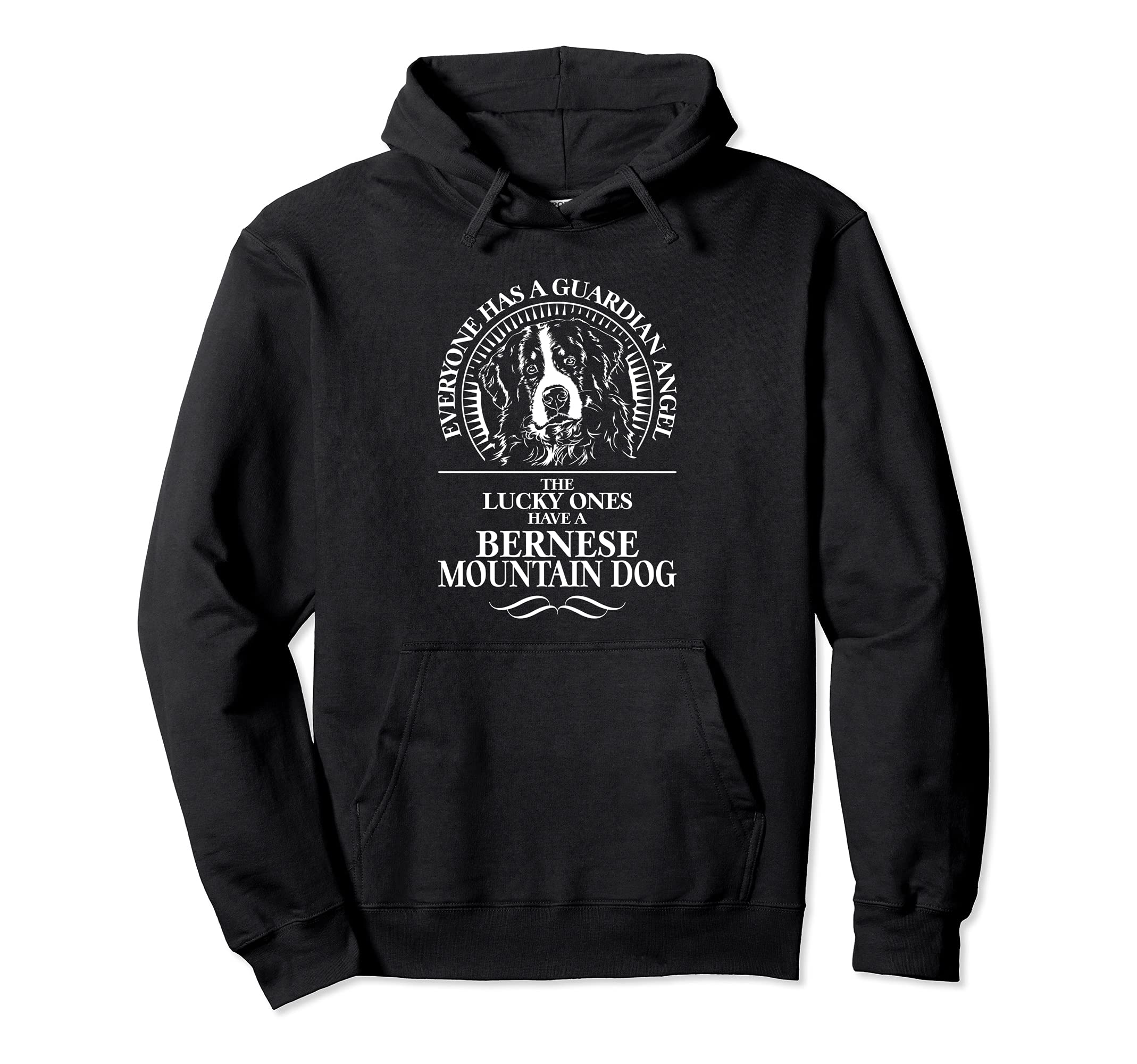 Proud Bernese Mountain Dog Guardian Angel dog saying Pullover Hoodie, Black