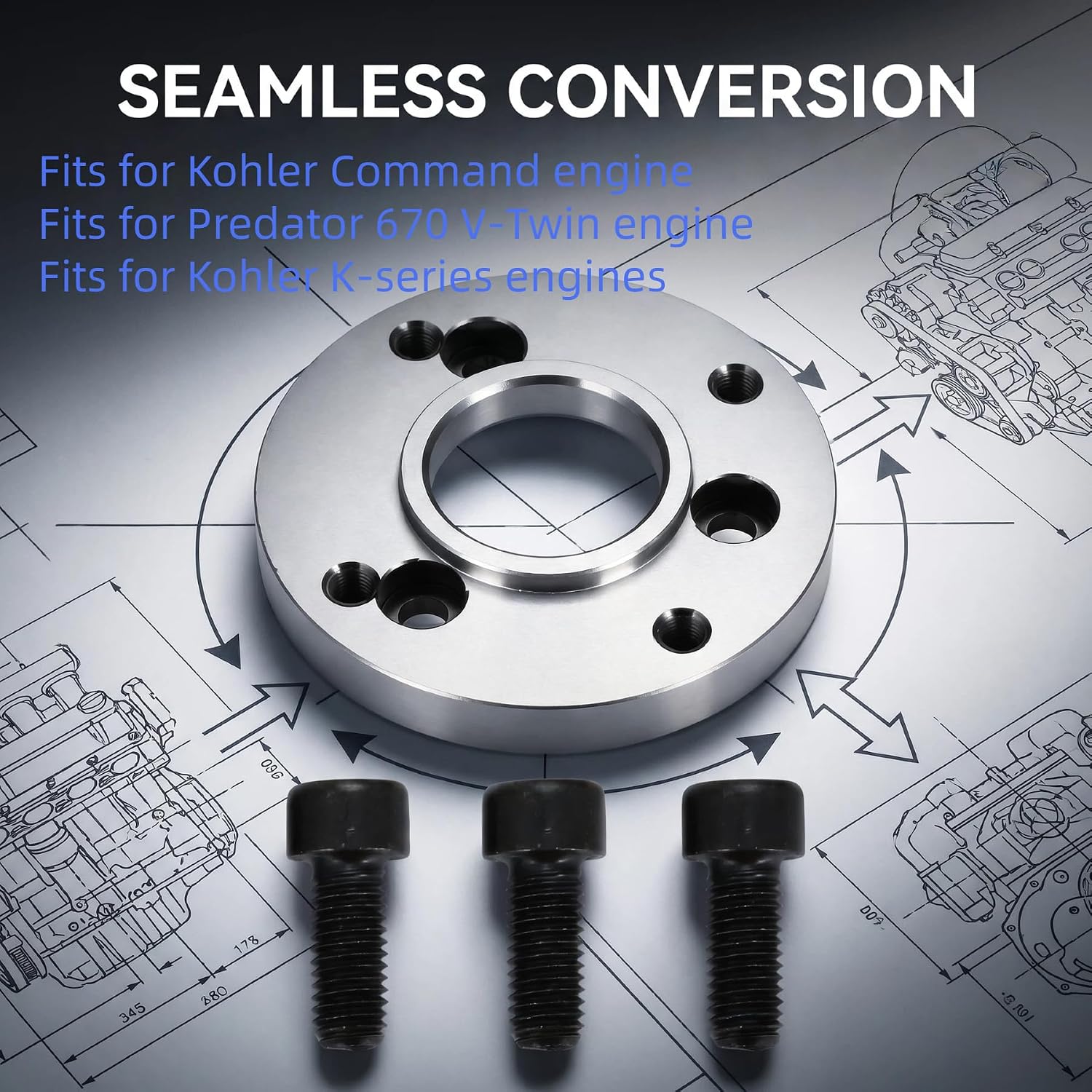 Billet Aluminum Conversion Adapter for Predator 670 V-Twin | Compatible with Kohler Command & K-Series Engines, Universal Replacement Performance Adapter for Engine Conversion
