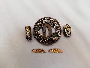 Japanese sword SEPPA-HABAKI-ITO gold-plating Copper 01-09 Menuki Fuchi-Kashira Tsuba
