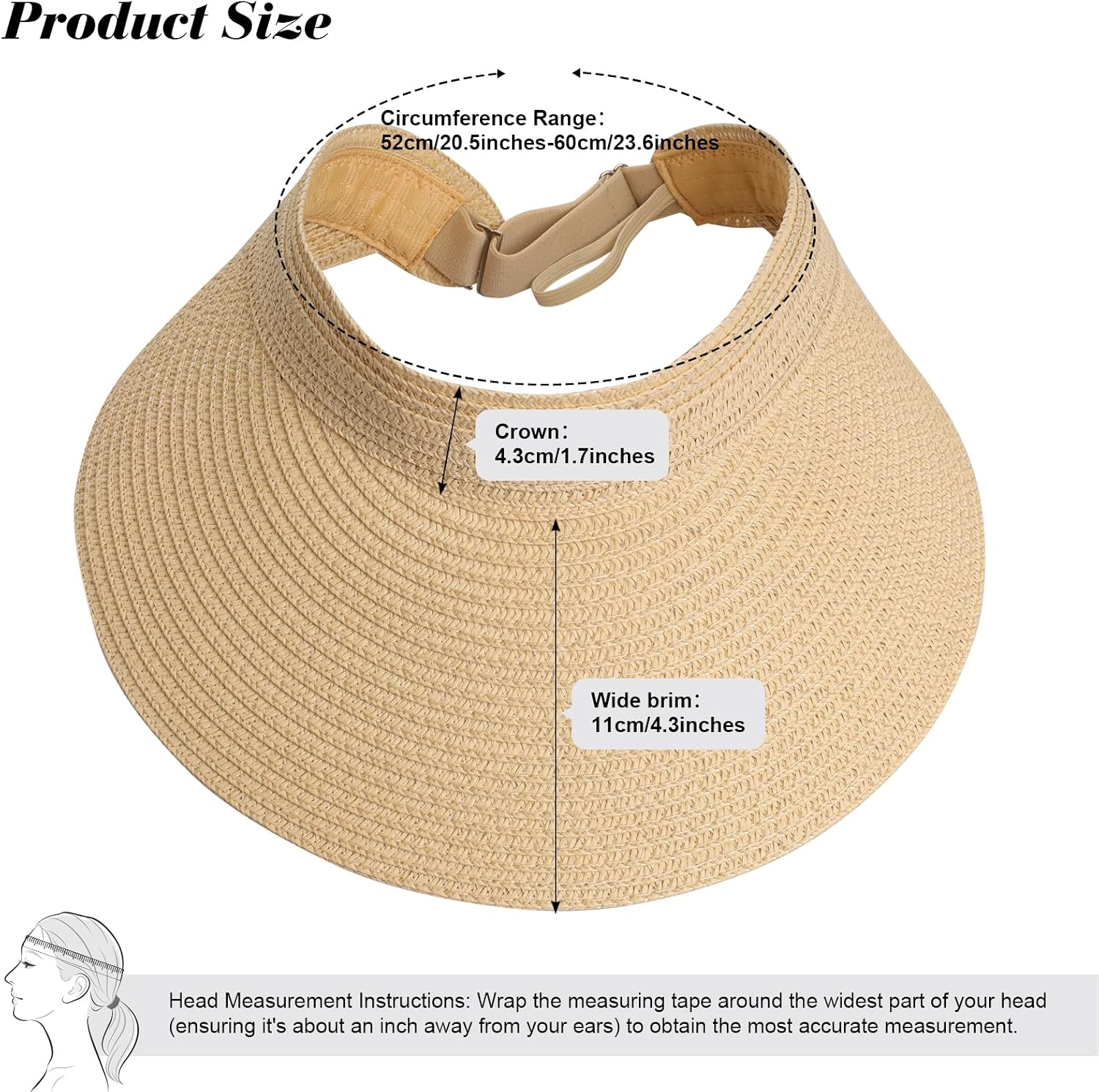 Fumwase Sun Visors for Women Foldable Straw Visor Beach Hat Uv Protection Wide Adjustable Cooling Summer Cap for Travel