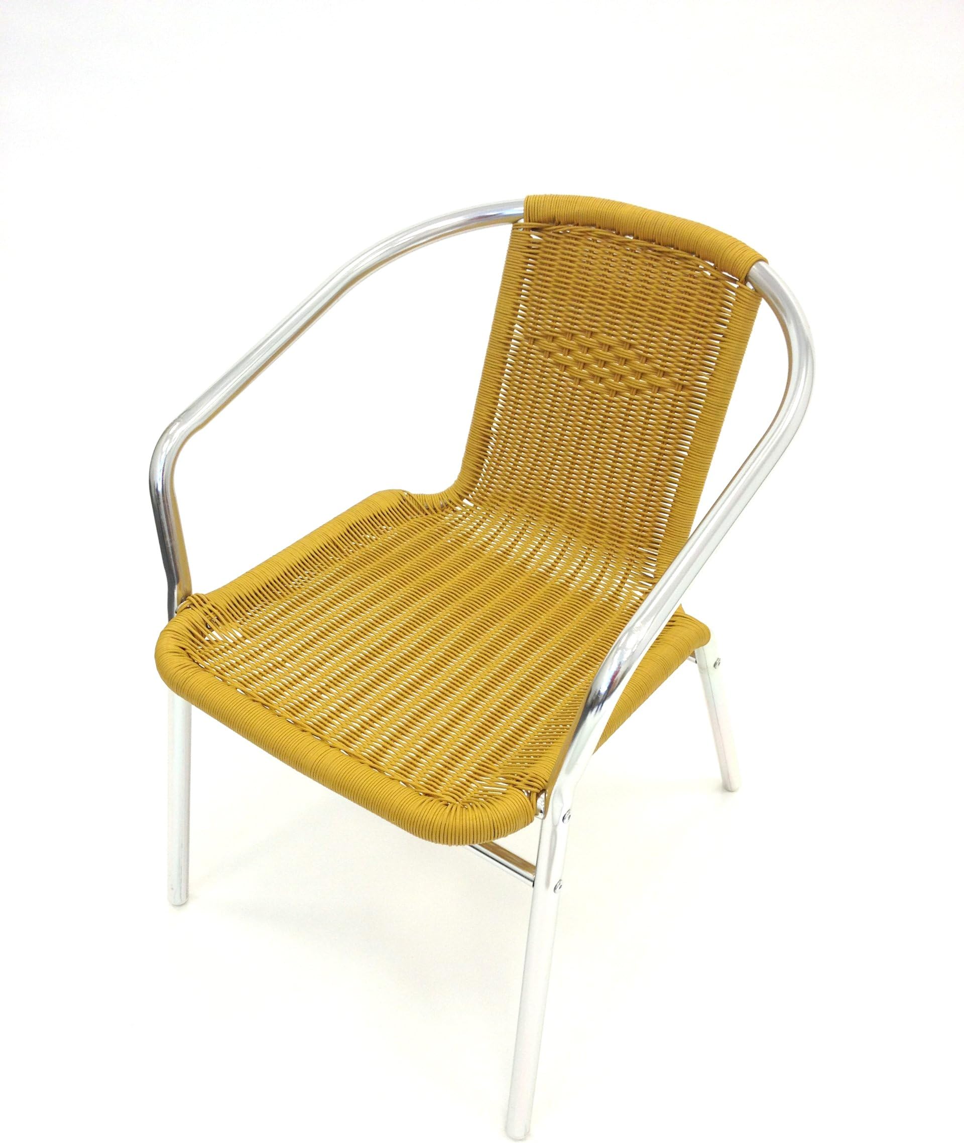 BE Furniture Yellow Rattan Garden Chair, Aluminium Bistro Chairs