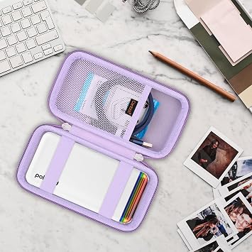 Canboc Carrying Case Compatible with Polaroid Hi-Print 2nd Generation Bluetooth Connected 2x3 Pocket Photo Dye-Sub Printer, Mesh Pocket fits Cable, Paper, Purple (Case Only)