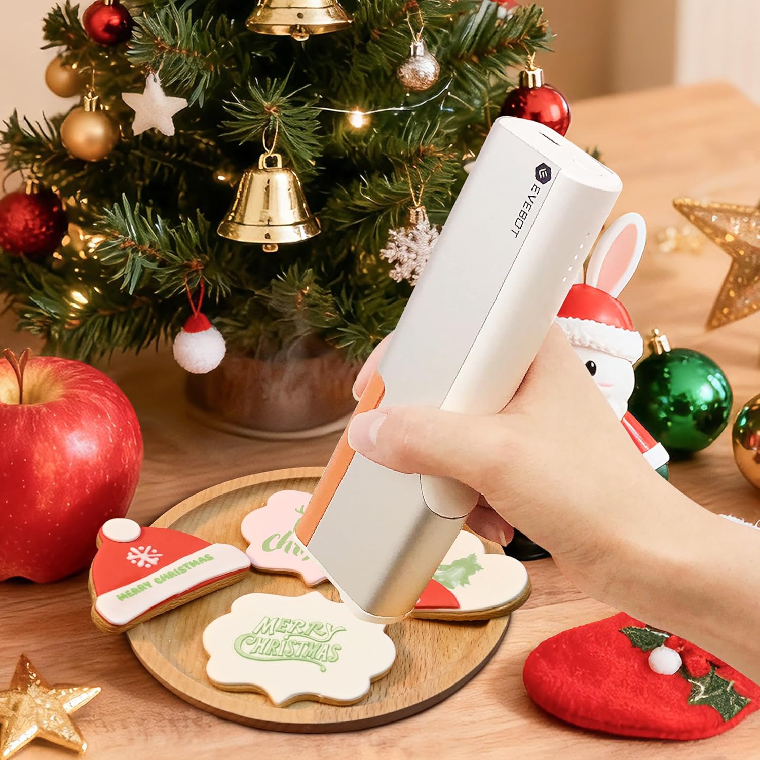 EVEBOT Handheld Food PrintPen, Portable Mini Coffee Latte Art Printer, Dessert Decorator for Cake Macarons, Cookies - Bluetooth 4.2, 1PCS Matcha Color