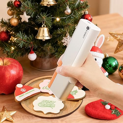 Miniatura 10 de EVEBOT Bolígrafo de impresión de café portátil y de mano, impresora mini de arte de café con leche, diseño DIY de galletas Macaron, regalos de
