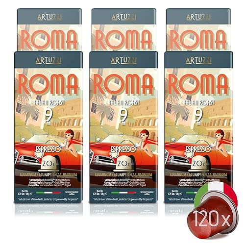 Artuzzi Cápsulas de café Nespresso compatibles con 120 unidades para máquinas originales Nespresso I Espresso Roma, cápsulas de café I de aluminio y