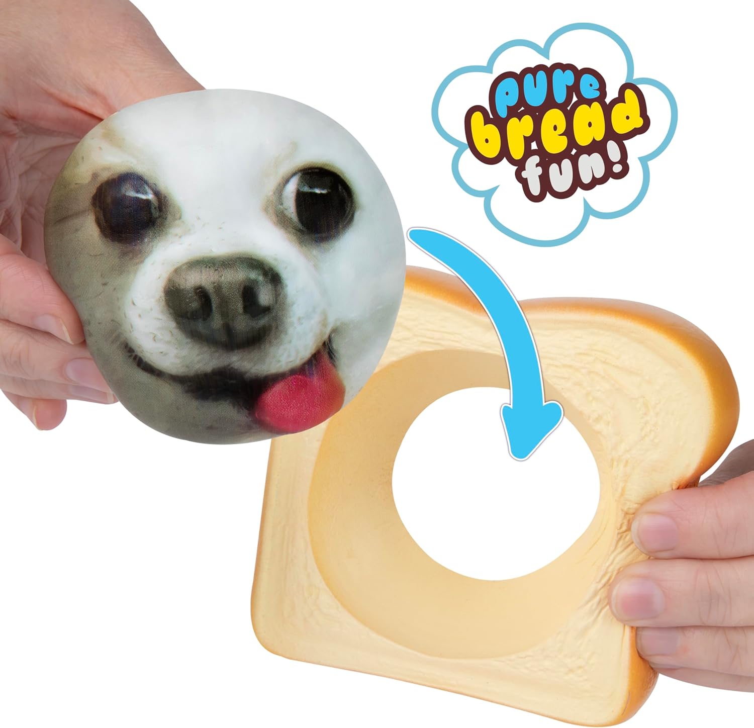 ORB Curiosities Pure Bread Squishy Dog Face - Slow Rising Dog Face and Bread Slice Squishies - Super Soft, Squishy Play and Stress Relief Toys - Fun Kawaii Sensory Fidgets for Kids and Adults