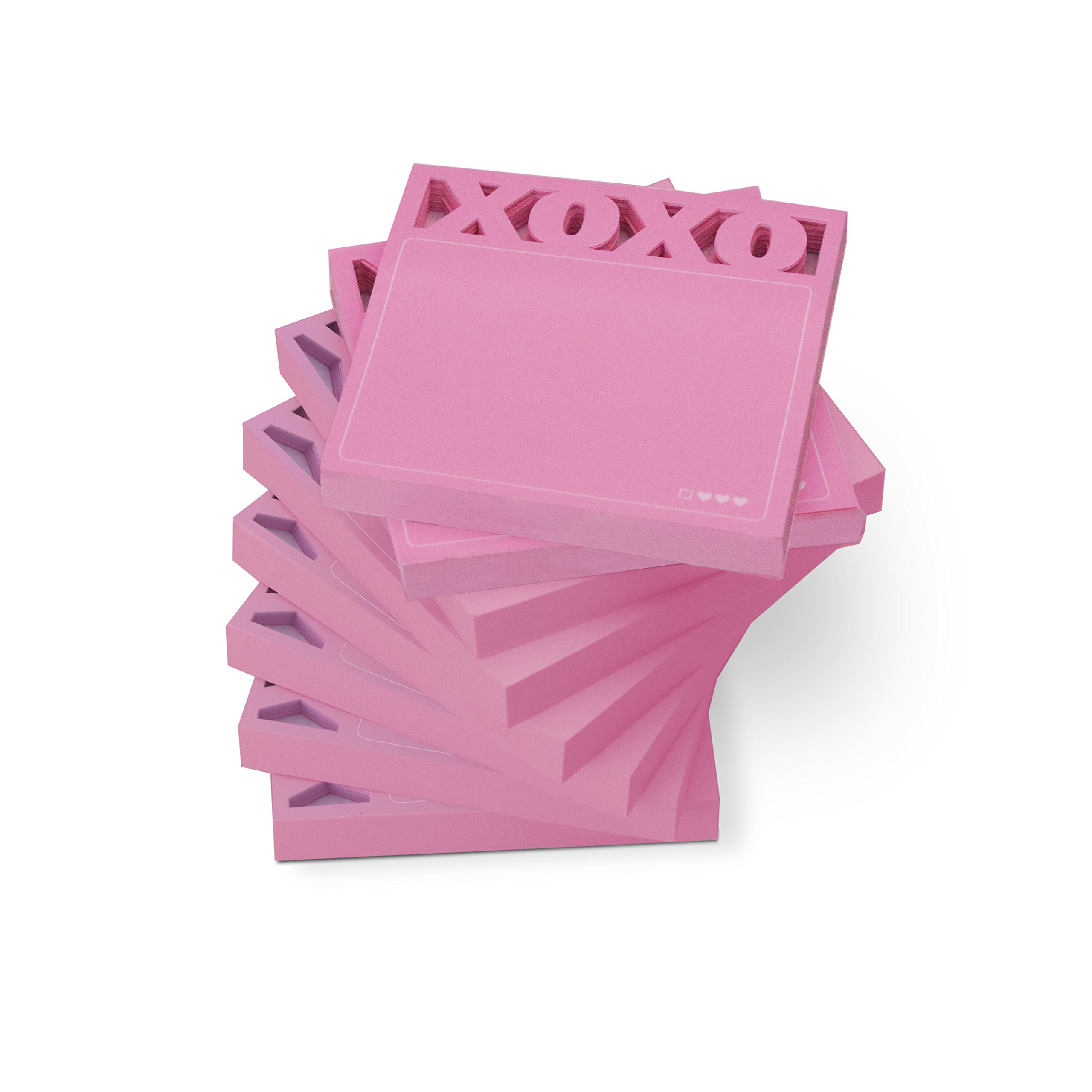 Knock Knock Desk Pad Sticky Note Pad (12562-8), Die Cut XOXO, 8-Count