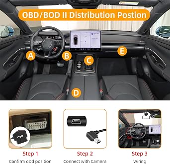 GELRHONR Right Angle OBD Power Cable for Dash Camera, Mini USB OBD2 Dashcam Hardwire Kit with 24 Hours Surveillance and Acc 2 Mode 11.5FT, for EV Hybrid Fuel Vehicles(Right Angle Mini USB)