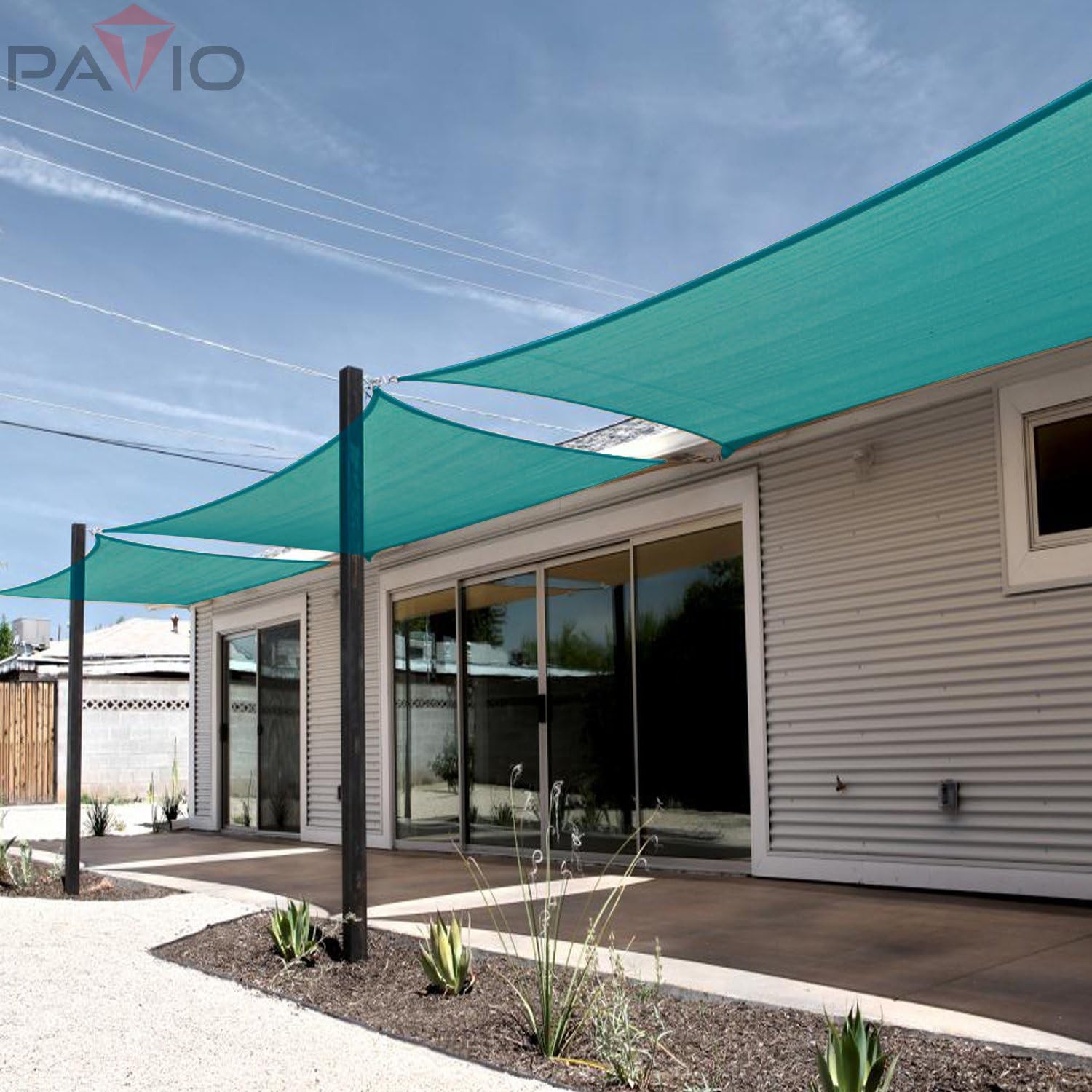 Patio Paradise 16' x 16' Waterproof Sun Shade Sail Rectangle with Hardware Kit, Turquoise Shade Canopy UV Block Awning Cloth Outdoor Patio Covers for Garden Backyard Pergola