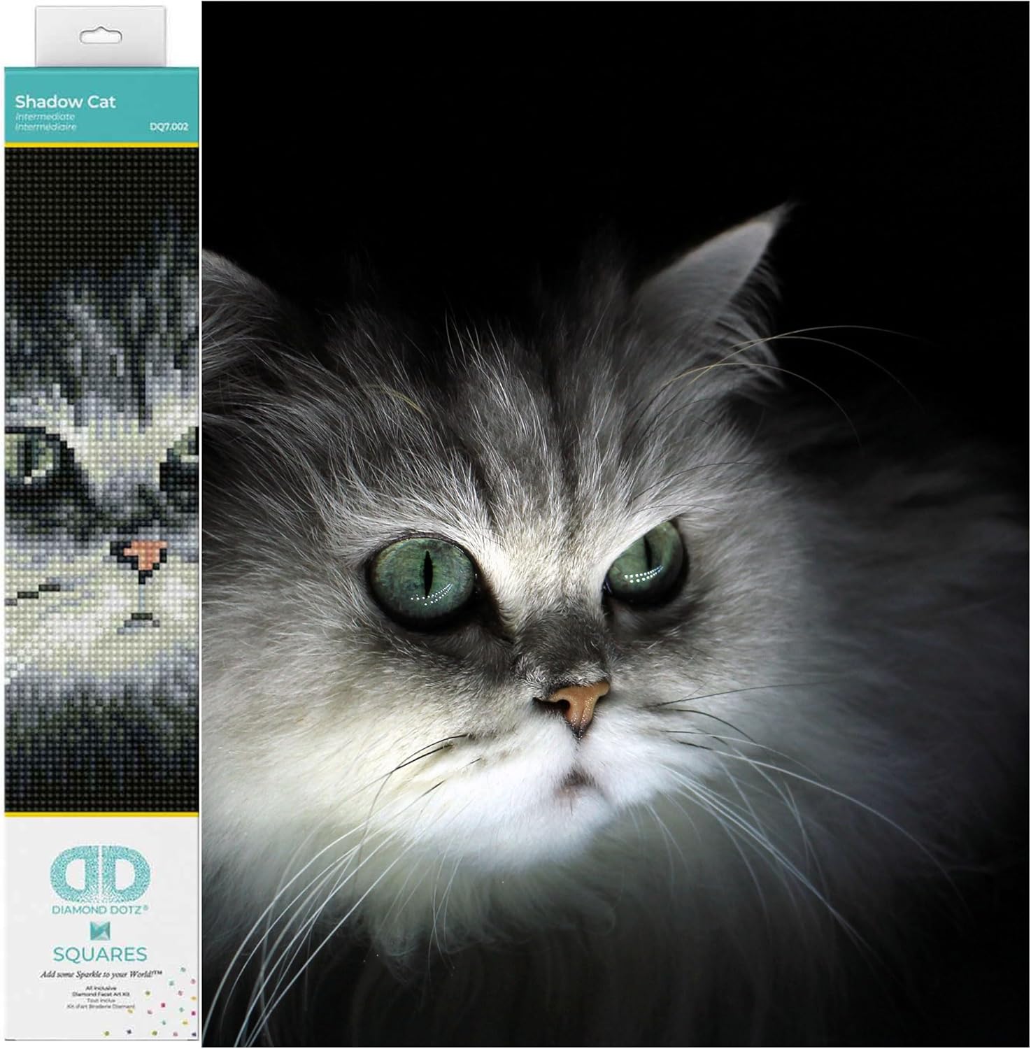 DIAMOND DOTZ Shadow Cat Diamond Painting Kits for Adults - Diamond Art Kits a Relaxing Creative Craft Kit with Dotz Gems 9.8x12.6