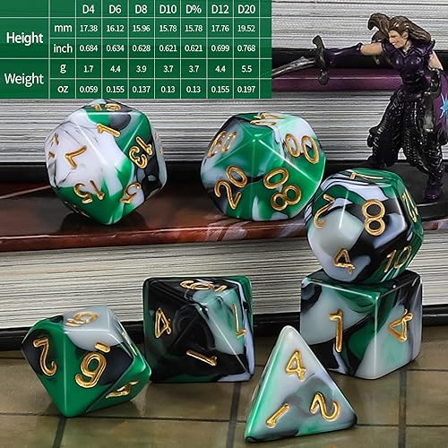 Miniatura 140 de CiaraQ DND - Juego de dados poliédricos para juegos de rol de Dungeons and Dragons RPG MTG, con 1 bolsa de dados (rosa + amarillo) Rosa +