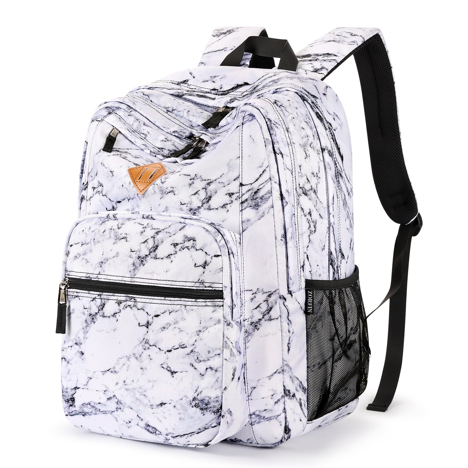 26L Backpack for College, and Travel: Water Resistant Bookbag - Marble Marble 16.5 Inch