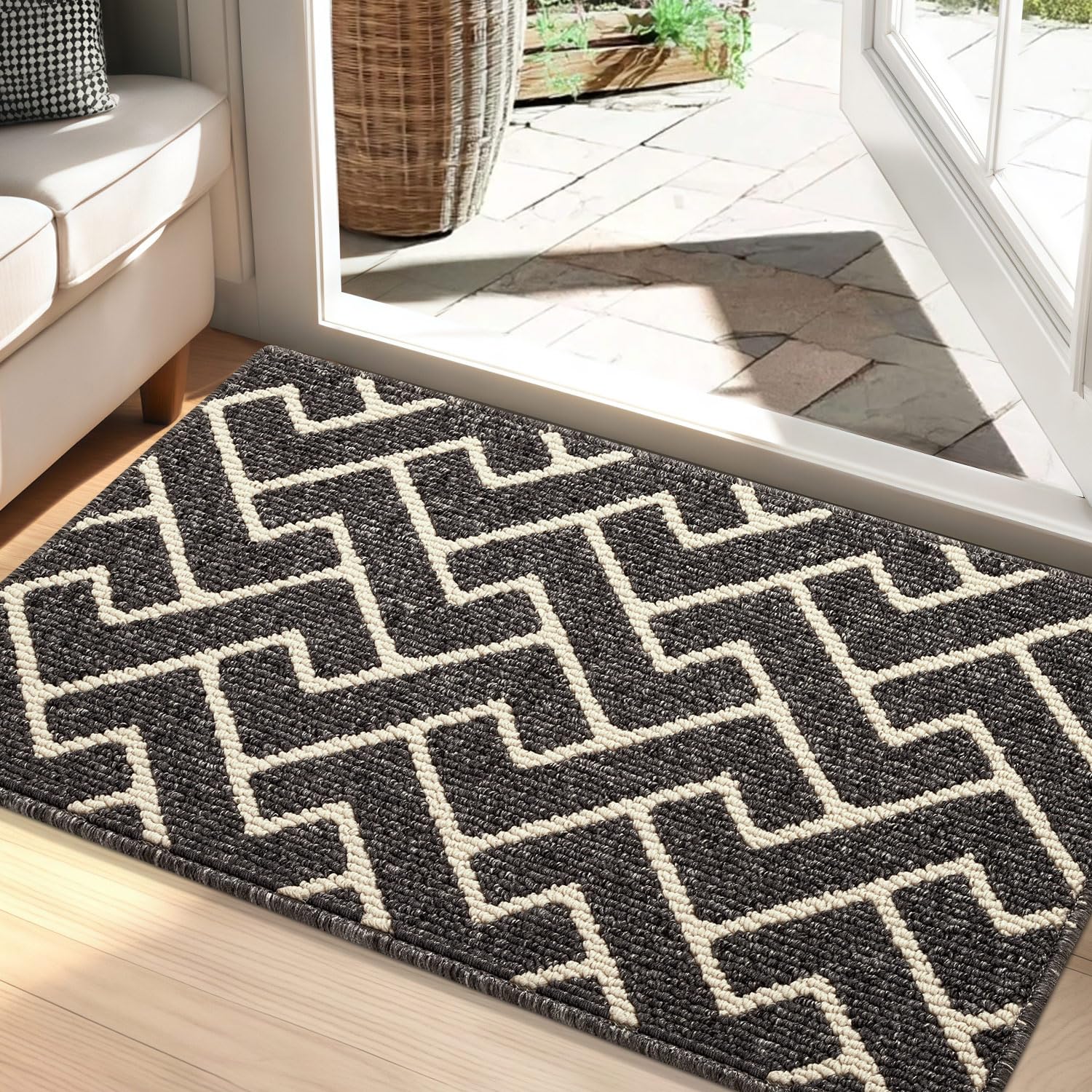 Biscpro Schmutzfangmatte 50x80 Fußmatte, Wasserdicht Schmutzabsorption Matte Fussmatte für Außen Innen Eingang, Garten, Teppich, küchenteppich