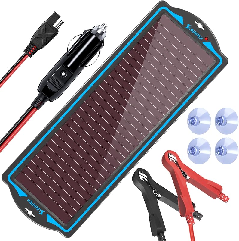 12V Solar Battery Charger Trickle Maintainer Kit for Car | Prevents Overcharging with Smart Controller | Waterproof Portable Solar Panel Kit | Fits 12V Batteries for Boats, RVs & More