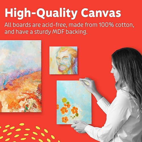 Miniatura 7 de Artlicious Lienzos para pintar – Paquete de 12,8 x 10 pulgadas en blanco – Paneles artísticos 100% algodón para pintura al óleo, acrílica y acuarela