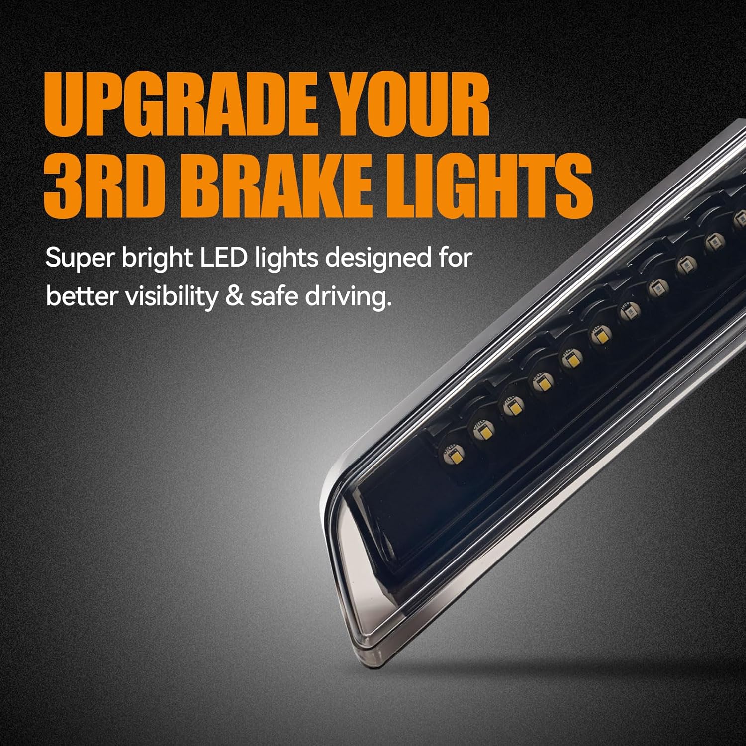 Third 3rd Brake Light LED for 2004-2015 Nissan Titan & 2005-2016 Nissan Frontier, High Mount Rear Brake Lights Assembly, Waterproof Center Cab Cargo Lamp Stop Light (Black)