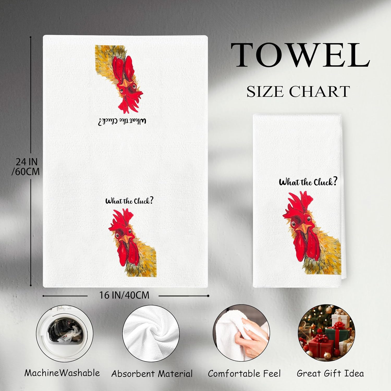 Funny Chicken Kitchen Towels - Vintage Rooster Dish Towels Hand Towels Tea Towels, Chicken Rooster Kitchen Decor, Funny Chicken Dish Towels for Kitchen Decorative, 16x24 Inch - Image 6