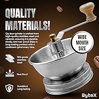 Vista 2 de Stainless Steel Coffee Grinder Lid Attachment for Regular Mouth Mason Jars - Manual Crank Burr Grinder for Fresh Coffee, Ideal for Camping, Home
