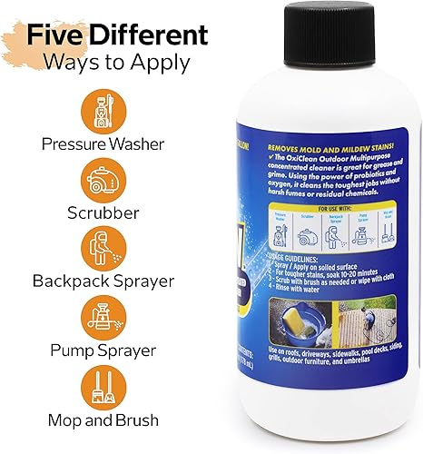 Miniatura 4 de OxiClean - Limpiador súper concentrado multiusos para exteriores - Hace 2 galones - Quitamanchas - Limpiador de entrada para concreto -