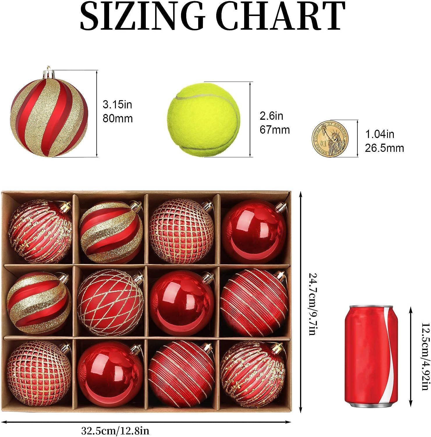 SHareconn 12 Bolas de Navidad Plástico