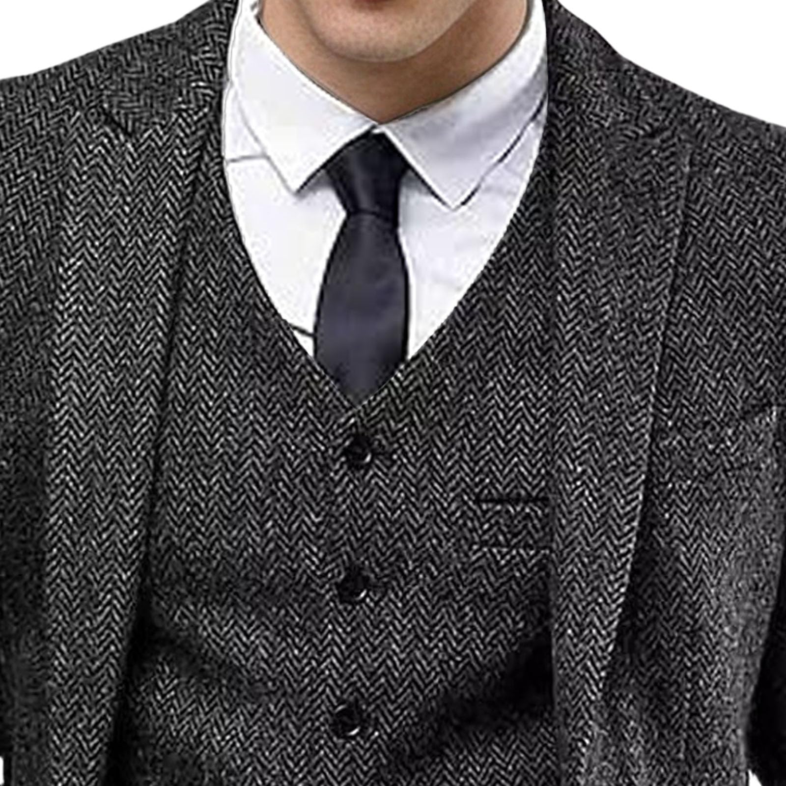 Traje de 3 piezas de tweed para hombre, traje de esmoquin formal y ajustado, traje de esmoquin formal, blazer, pantalones, chaleco