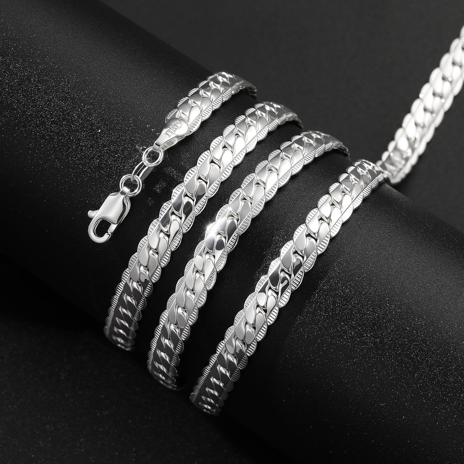 S925 Sterling Silver Chain Necklace for Men, 5mm/6mm Sterling Silver Cuban Link Curb Chain Necklace for Women Men Jewelry, 18 20 22 24 Inches - Image 6