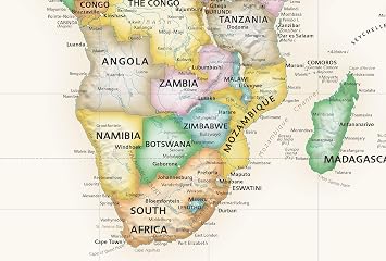 Academia Maps Large 53 x 36 Executive World Map Wall Decal | Easy to Hang Wallpaper Stick and Peel | Wall Map of The World. Easy to Apply, Reposition, Remove
