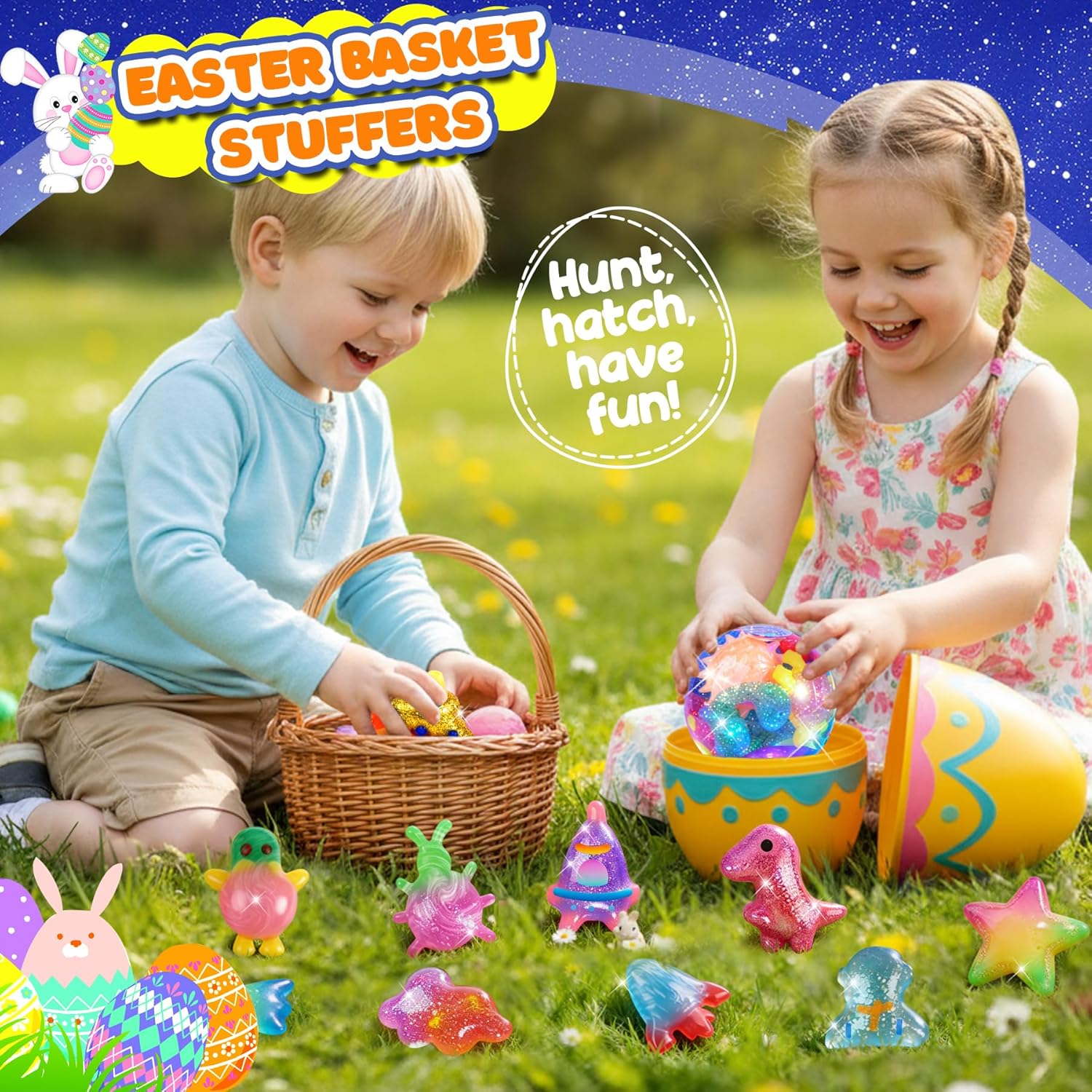 Magic Water Elf Toy Kit, Water Pets Toys for Kids, Easter Basket Stuffers, Aqua Fairy Water Gel Kit Squishy Maker, 36 Gels & 24 Molds, DIY Dinosaur Easter Space Make Your Own Squishies Toys Gifts