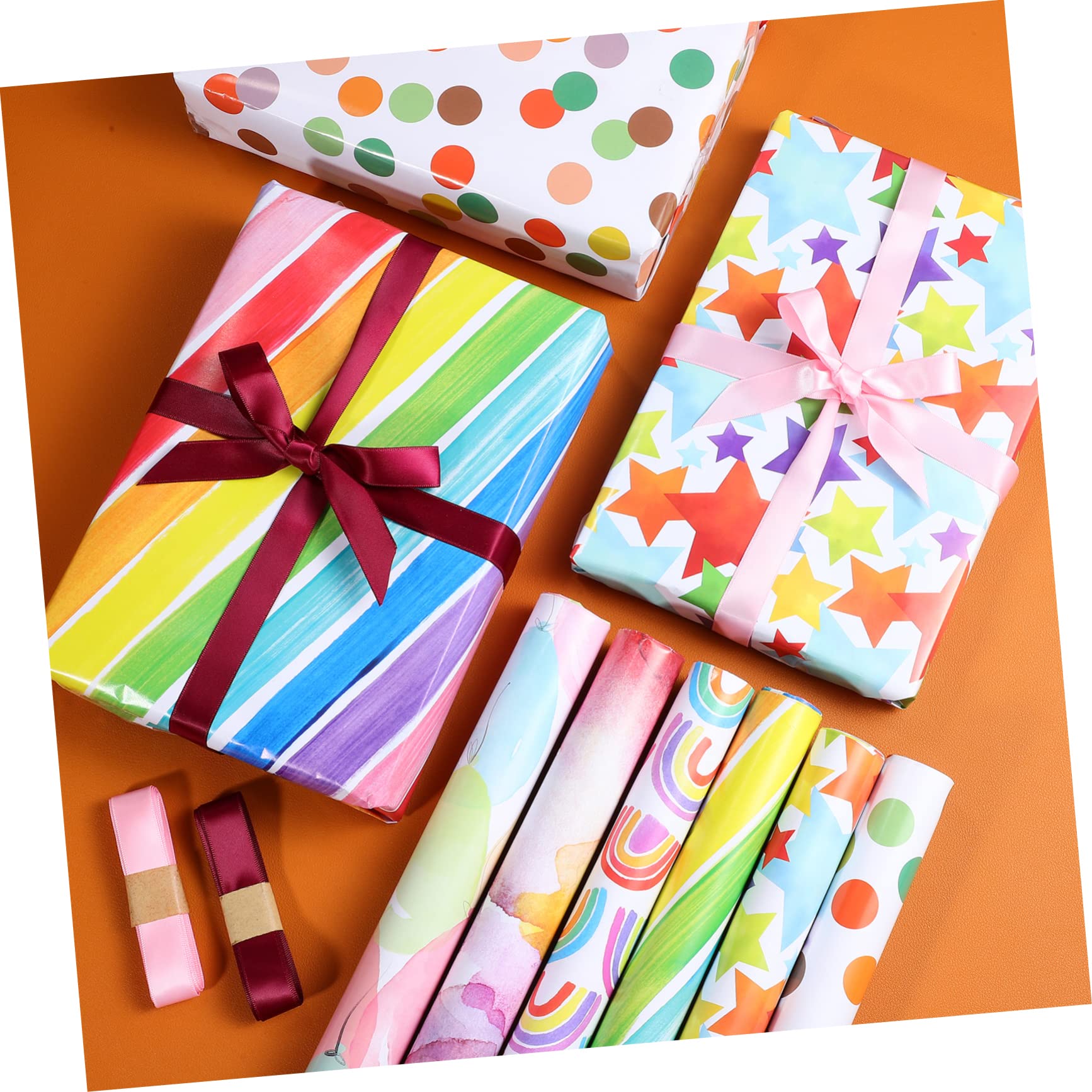Healifty 1satz Geschenkpapier Für Geburtstagsgeschenke Mit Bastelpapiere Und Bunten Bändern Für Kreative Verpackungen Und Bastelprojekte