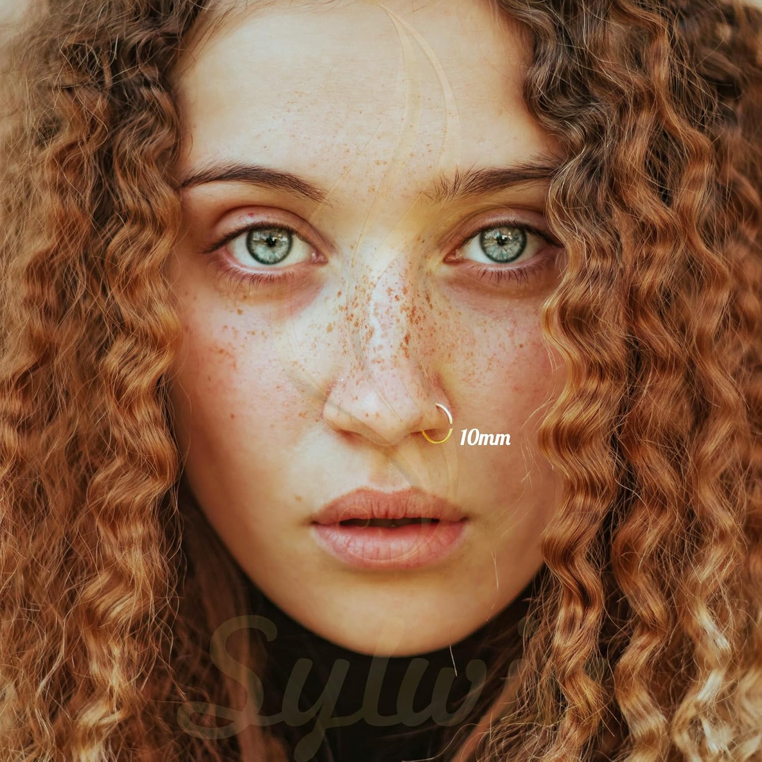 SYLWIA 14k Solid Gold Thin Nose Ring Hoop, Handmade 26g/24g/20g Nose Piercing Jewelry, 6/8/10mm Diameter Hypoallergenic Real Gold Nose Rings for Women Men - Image 6