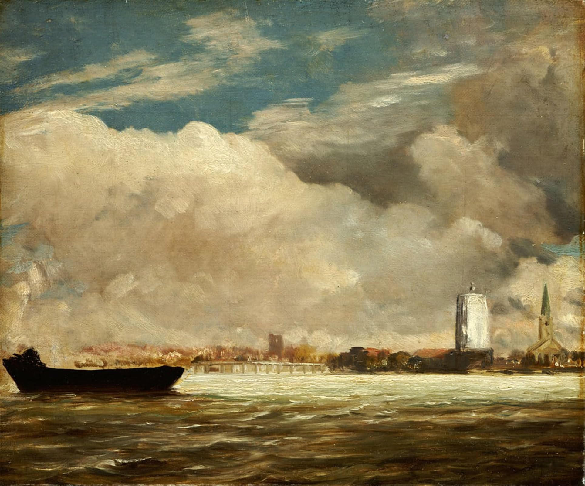 POSTERIIk Vintage Art Print Images Pictures Print on the Thames Near Battersea Bridge by John Constable Modern Colour Posters for Office Home Decor 60x90cm